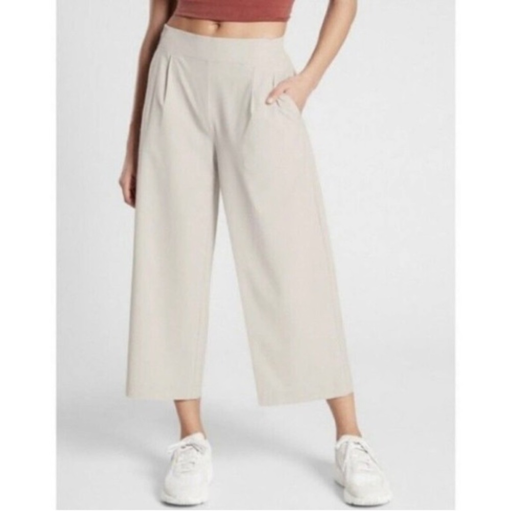 Athleta Brooklyn Wide Leg Crop Pant Abalone Gray